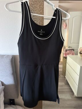 Athletic Danskin Black Tank Dress with White Piping